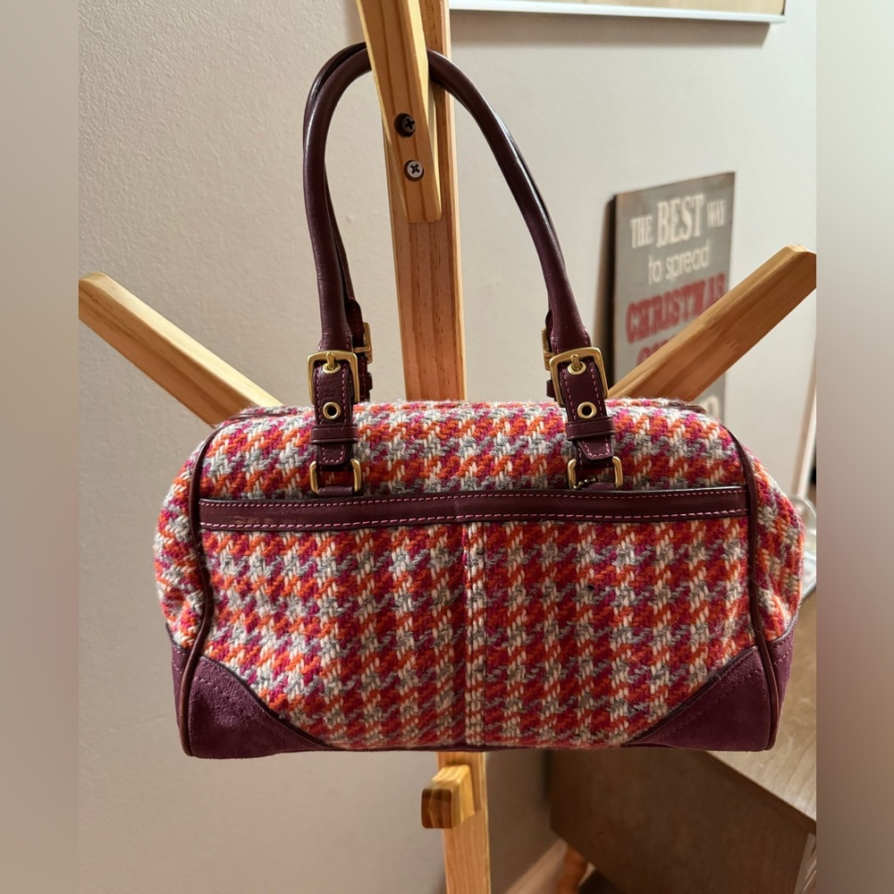 Coach Pink Houndstooth Tweed Purse